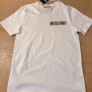 White cotton, t shirt crew neck with logo